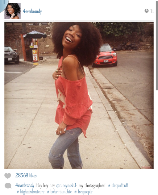 Brandy shows off her Natural Hair